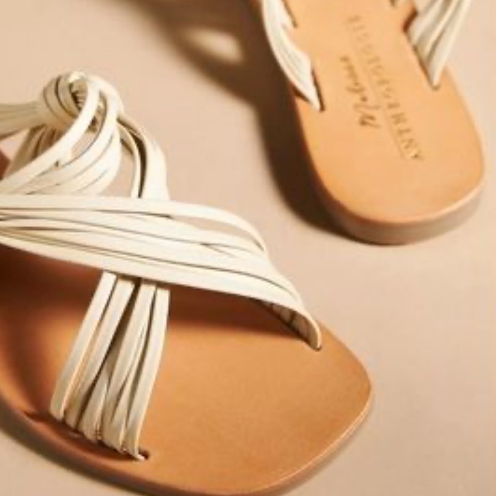 Anthropologie White Strappy Sandals